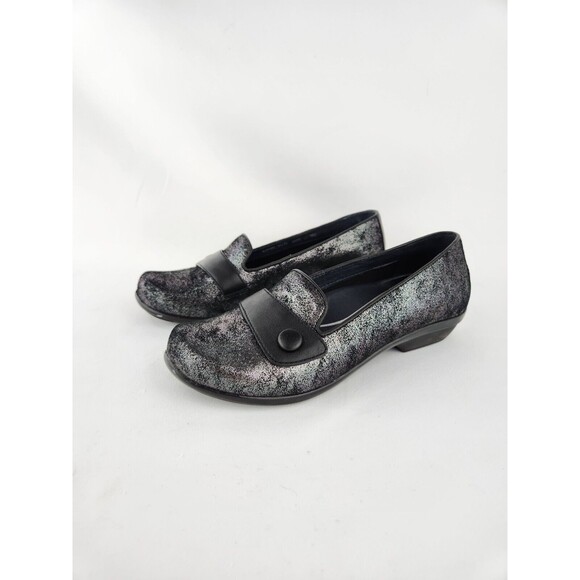 Dansko Olena Metallic COMFY Flats US 6.5 - 7   EU 37 Black Slip On Loafers Shoes - Picture 1 of 16
